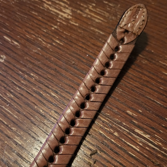 Brown Braided Leather Mens Belt, 34 - Picture 6 of 9